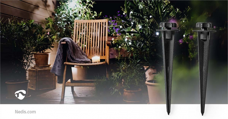 Nedis Jordspyd | 2 stk. | Aluminium | Sort