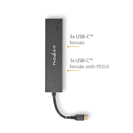 Nedis USB-hub | 1x USB-C™ 3.2 Gen 2 Male | USB-C™ 3.2 Gen 2 Female with PD 3.0 / 3x USB-C™ 3.2 Gen 2 Female | 4-Port port(s) | USB 3.2 Gen 2 | USB Drevet | 10 Gbps