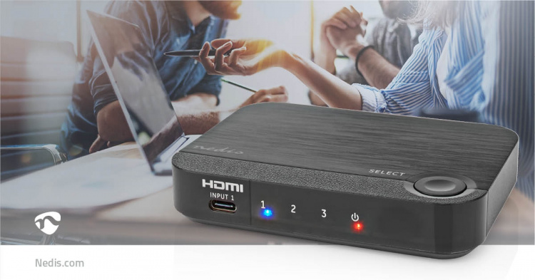 Nedis HDMI ™ Converter | 1x USB-C™ / 2x HDMI™ Input | 1x HDMI™ Output | 1-vejs | 4K@60Hz | 18 Gbps | ABS | Antracit
