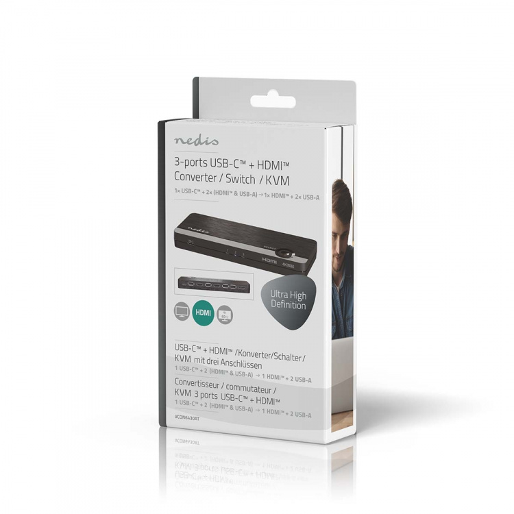 Nedis HDMI ™ Converter | USB-C™ Female / 2x HDMI™ Input / 4x USB A Female | 1x HDMI™ Output | 1-vejs | 4K@60Hz | 18 Gbps | ABS | Antracit Nedis HDMI ™ Converter | USB-C™ Female / 2x HDMI™ Input / 4x USB A Female | 1x HDMI™ Output | 1-vejs | 4K@60Hz | 18 Gbps | ABS | Antracit