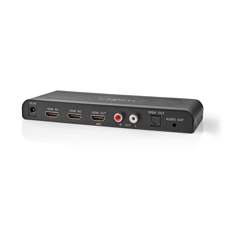 Nedis HDMI ™ Extractor | 2x HDMI™ Input | TosLink Female / 1x 3.5 mm / 1x HDMI™ Output / 2x RCA | Maksimal opløsning: 4K@60Hz | 18 Gbps | Metal | Antracit | Box