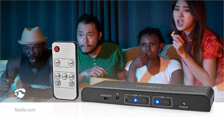 Nedis HDMI ™ Extractor | 2x HDMI™ Input | TosLink Female / 1x 3.5 mm / 1x HDMI™ Output / 2x RCA | Maksimal opløsning: 4K@60Hz | 18 Gbps | Metal | Antracit | Box