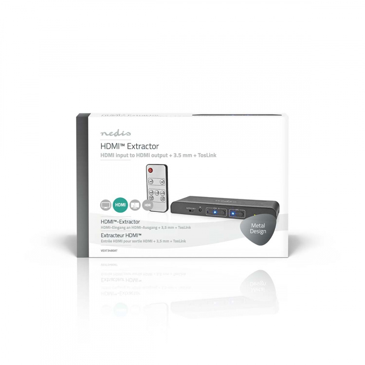 Nedis HDMI ™ Extractor | 2x HDMI™ Input | TosLink Female / 1x 3.5 mm / 1x HDMI™ Output / 2x RCA | Maksimal opløsning: 4K@60Hz | 18 Gbps | Metal | Antracit | Box
