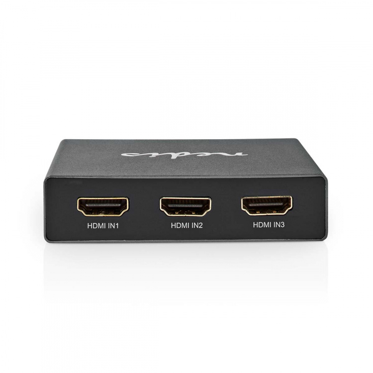 Nedis HDMI ™ switch | 3-Port port(s) | 3x HDMI™ Input | 1x HDMI™ Output | 8K@60Hz | 45 Gbps | Fjernstyret | Aluminium | Antracit