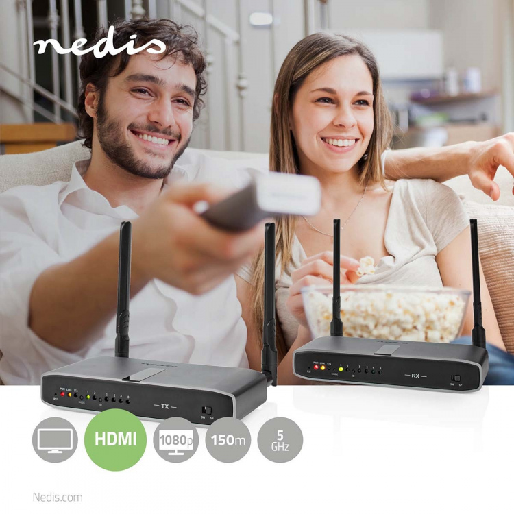 Nedis Trådløs HDMI ™ Transmitter | Wi-Fi | 5.15 - 5.85 MHz | 100.0 m (synsfelt) | Maksimal opløsning: Full HD 1080p | 6.75 Gbps | IR Retur-funktion | ABS | Antracit Nedis Trådløs HDMI ™ Transmitter | Wi-Fi | 5.15 - 5.85 MHz | 100.0 m (synsfelt) | Maksimal opløsning: Full HD 1080p | 6.75 Gbps | IR Retur-funktion | ABS | Antracit