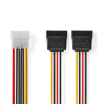 Nedis Intern Strømkabel | Molex Han | 2x SATA 15-Pin Hun | Guldplateret | 0.15 m | Runde | PVC | Flerfarvet | Box