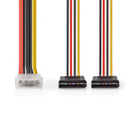 Nedis Intern Strømkabel | Molex Han | 2x SATA 15-Pin Hun | Guldplateret | 0.15 m | Runde | PVC | Flerfarvet | Box