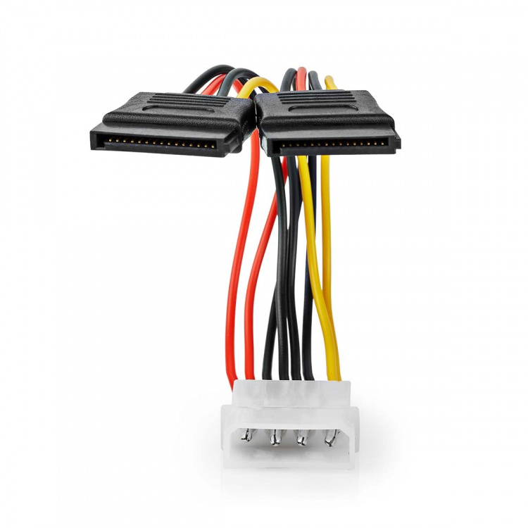 Nedis Intern Strømkabel | Molex Han | 2x SATA 15-Pin Hun | Guldplateret | 0.15 m | Runde | PVC | Flerfarvet | Box