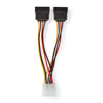 Nedis Intern Strømkabel | Molex Han | 2x SATA 15-Pin Hun | Guldplateret | 0.15 m | Runde | PVC | Flerfarvet | Box