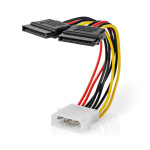 Nedis Intern Strømkabel | Molex Han | 2x SATA 15-Pin Hun | Guldplateret | 0.15 m | Runde | PVC | Flerfarvet | Box