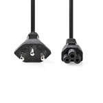Nedis Strømkabel | CH Type 12 | IEC-320-C5 | Lige | Lige | Nikkelplateret | 2.00 m | Runde | PVC | Sort | Label