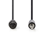 Nedis DIN Audio kabel | DIN 5-Pin Han | 3.5 mm Hanstik | Nikkelplateret | 2.00 m | Runde | PVC | Sort | Label