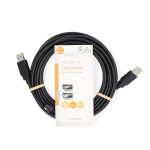 Nedis USB-kabel | USB 2.0 | USB-A Han | USB-A Han | 480 Mbps | Nikkelplateret | 5.00 m | Runde | PVC | Sort | Label