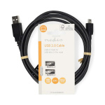 Nedis USB-kabel | USB 2.0 | USB-A Han | USB Mini-B 5-pins han | 480 Mbps | Nikkelplateret | 2.00 m | Runde | PVC | Sort | Label