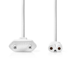 Nedis Strømkabel | Euro Mand | IEC-320-C7 | Lige | Lige | Nikkelplateret | 3.00 m | Fladt | PVC | Hvid | Label