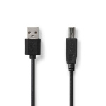 Nedis USB-kabel | USB 2.0 | USB-A Han | USB-B han | 480 Mbps | Nikkelplateret | 2.00 m | Runde | PVC | Sort | Label