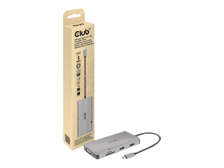 Club 3D USB Gen1 Type-C 9-in-1 hub Dockingstation Club 3D USB Gen1 Type-C 9-in-1 hub Dockingstation