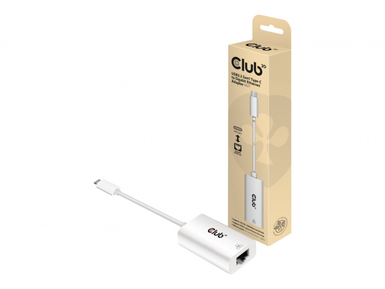 Club 3D Netværksadapter USB-C 3.2 Gen 1 1Gbps Kabling