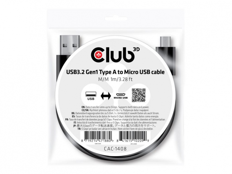Club 3D USB 2.0 / USB 3.0 / USB 3.2 Gen 1 USB-kabel 1m Svart