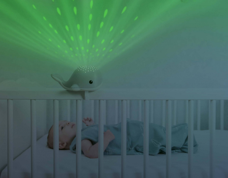 Zazu Wally the Whale projektor natlampe, grå