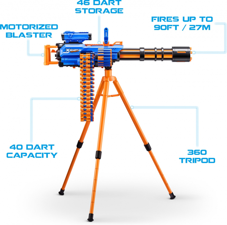 X-Shot Insanity-Motorized Age Fire Gatlin Gun med stativ - skumgummipistol