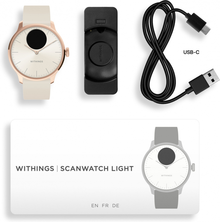 Withings Scanwatch Light smartwatch, 37 mm, hvid/rosaguld