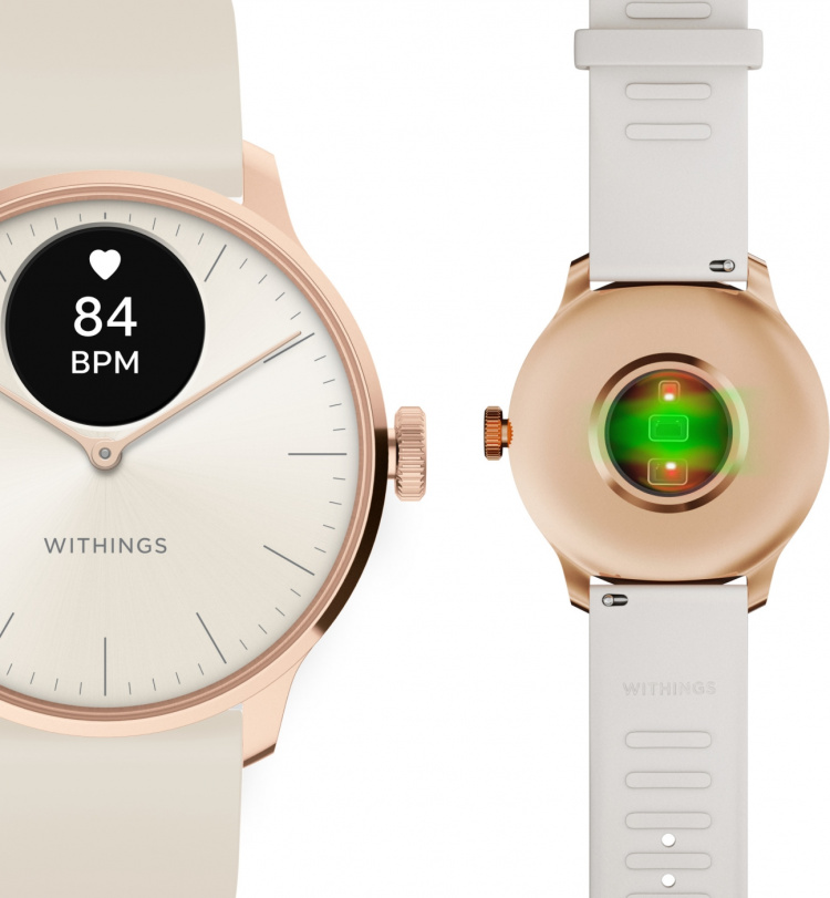Withings Scanwatch Light smartwatch, 37 mm, hvid/rosaguld