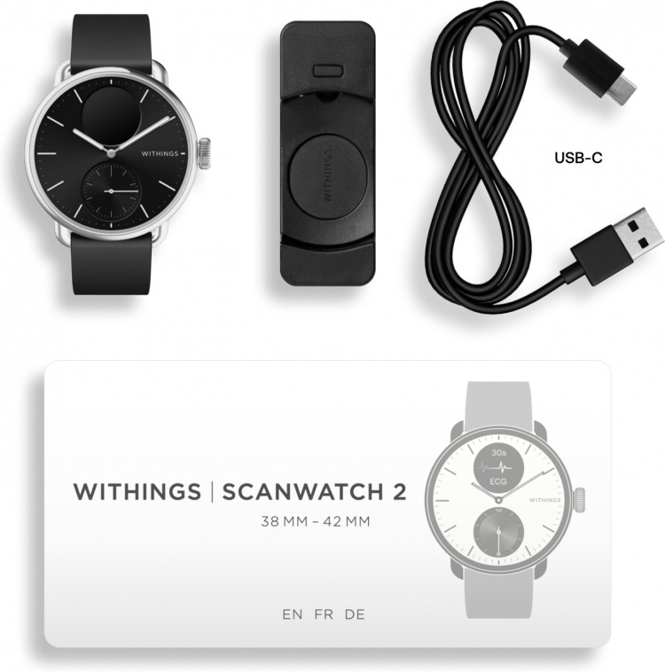 Withings Scanwatch 2 smartwatch, 38 mm, sort