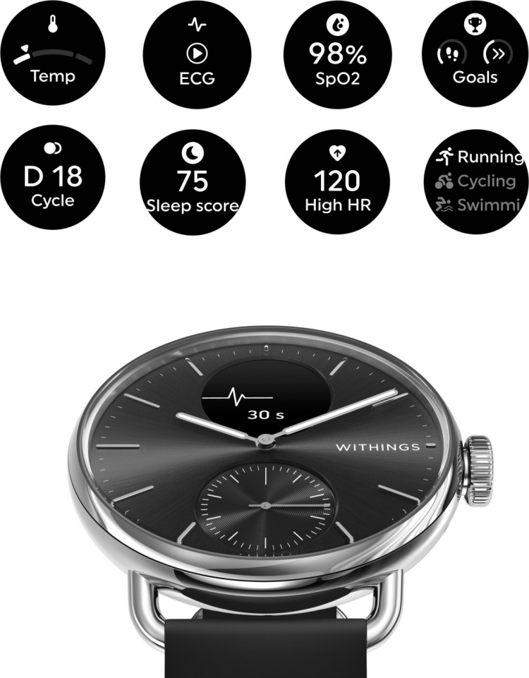 Withings Scanwatch 2 smartwatch, 38 mm, sort