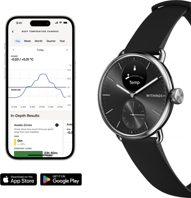 Withings Scanwatch 2 smartwatch, 38 mm, sort