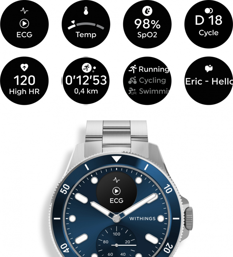Withings Scanwatch Nova smartwatch, 42 mm, blå