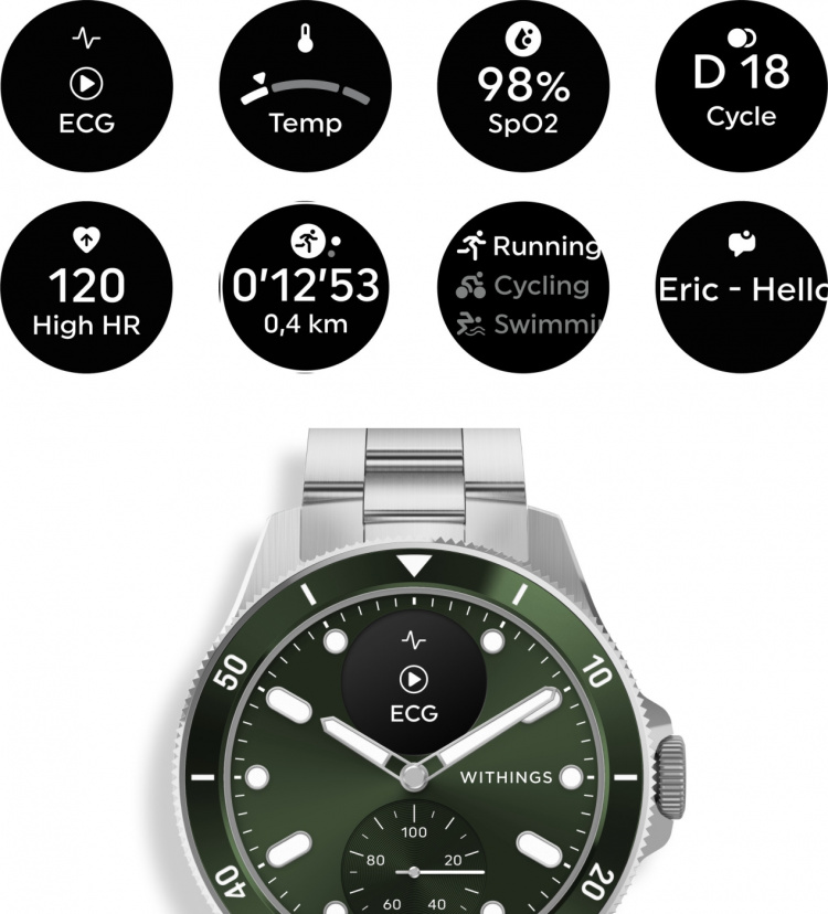 Withings Scanwatch Nova smartwatch, 42 mm, grøn