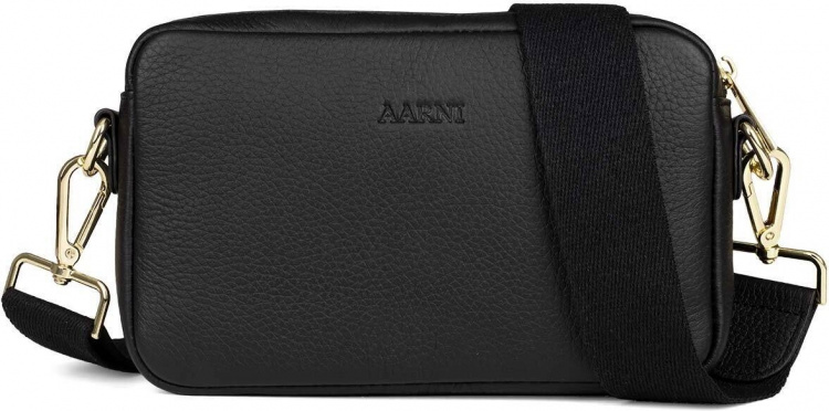 Aarni Crossbody Bag, sort, sølvfarvet lynlås