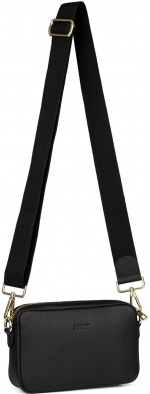 Aarni Crossbody Bag, sort, sølvfarvet lynlås
