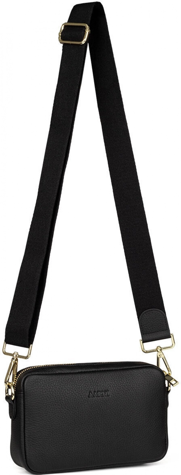 Aarni Crossbody Bag, sort, sølvfarvet lynlås