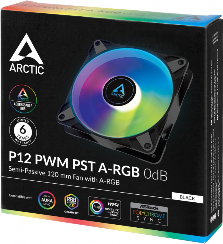 Arctic Cooling Arctic P12 PWM PST A-RGB 0dB-blæser, 120 mm, sort
