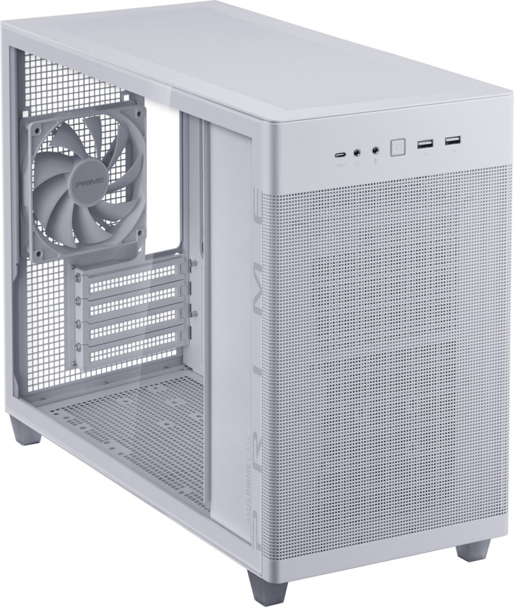 ASUS Prime AP201 TG Micro-ATX-kabinet med vindue, hvid ASUS Prime AP201 TG Micro-ATX-kabinet med vindue, hvid