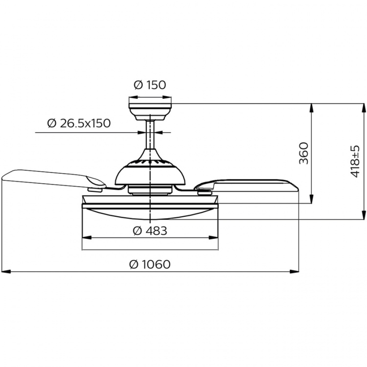 Philips Bliss Takfläkt med LED-belysning Varm-/kallvitt 4500 lm