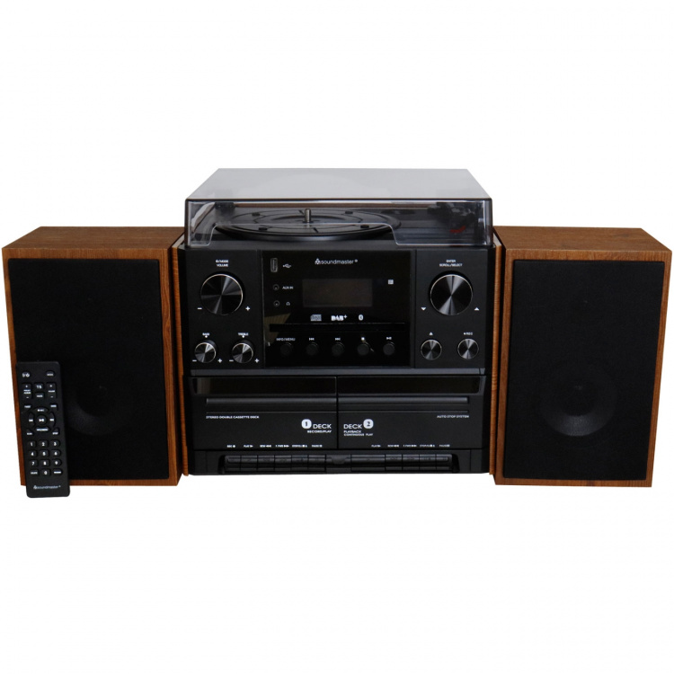 Soundmaster Stereo music centre MCD5600 with DAB+/FM radio, CD/MP3, turntable, double cassette, USB, Bluetooth Soundmaster Stereo music centre MCD5600 with DAB+/FM radio, CD/MP3, turntable, double cassette, USB, Bluetooth