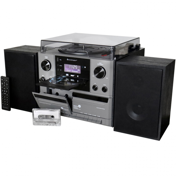 Soundmaster Stereo music centre MCD5600 with DAB+/FM radio, CD/MP3, turntable, double cassette, USB, Bluetooth