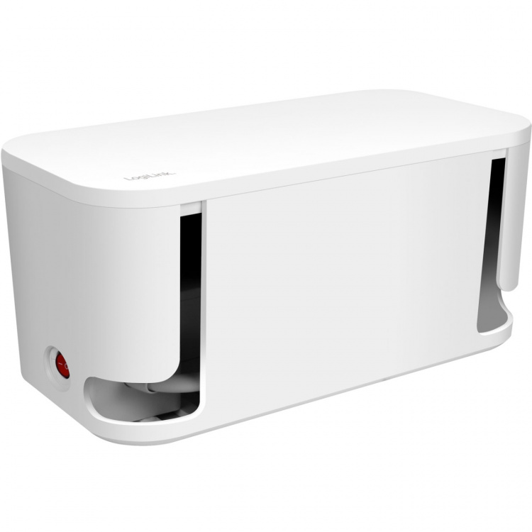 LogiLink Cable box - Kabelgömma med grenuttag + USB-A/USB-C-laddning Vit