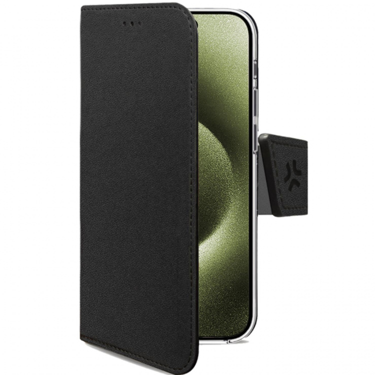 Celly Wally Wallet Case iPhone 16 Svart