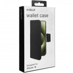 Celly Wally Wallet Case iPhone 16 Svart