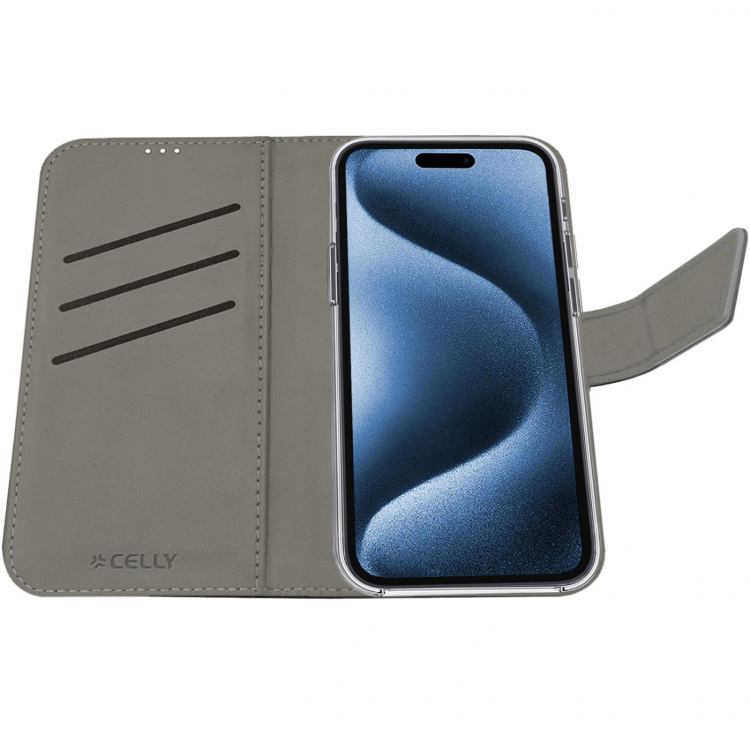 Celly Wally Wallet Case iPhone 16 Pro Svart