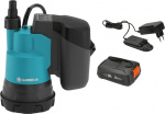 GARDENA 2000/2 18V P4A slangepumpe til rent vand, batteri og oplader