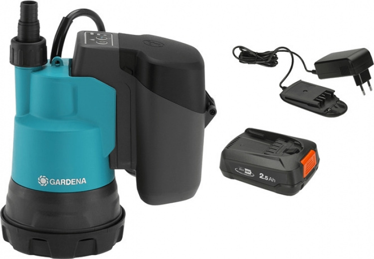 GARDENA 2000/2 18V P4A slangepumpe til rent vand, batteri og oplader
