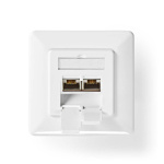 Nedis Netværksvægboks | Flush Mount | 2-Port port(s) | CAT7 | Lige | Hun | Guldplateret | PVC | Elfenben | Box