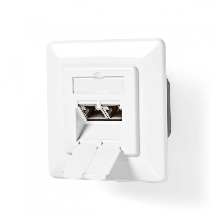 Nedis Netværksvægboks | Flush Mount | 2-Port port(s) | CAT7 | Lige | Hun | Guldplateret | PVC | Elfenben | Box