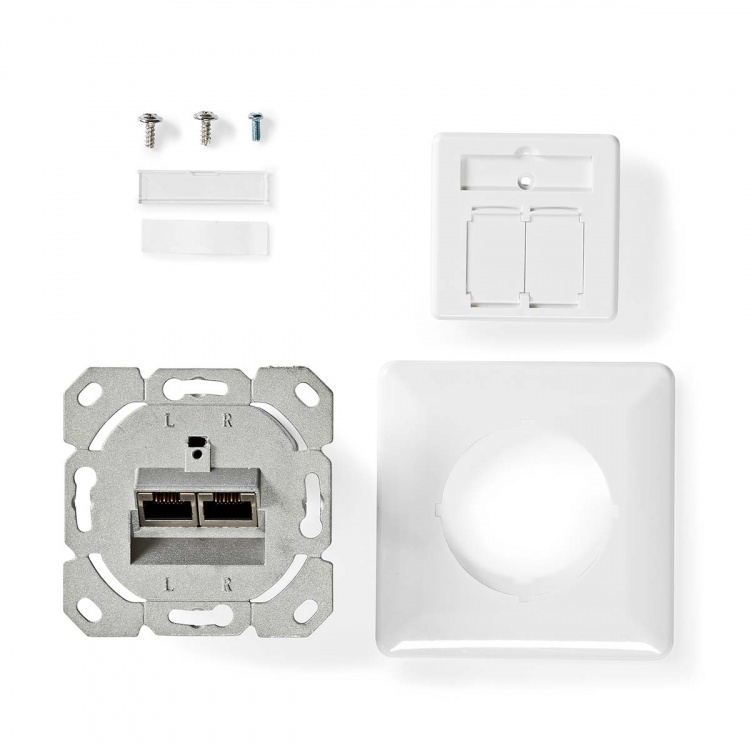 Nedis Netværksvægboks | Flush Mount | 2-Port port(s) | CAT7 | Lige | Hun | Guldplateret | PVC | Elfenben | Box