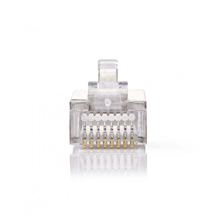 Nedis RJ45-stik | Han | Stranded STP CAT5 | Lige | Guldplateret | 10 stk. | Polycarbonate | Gennemsigtig | Box